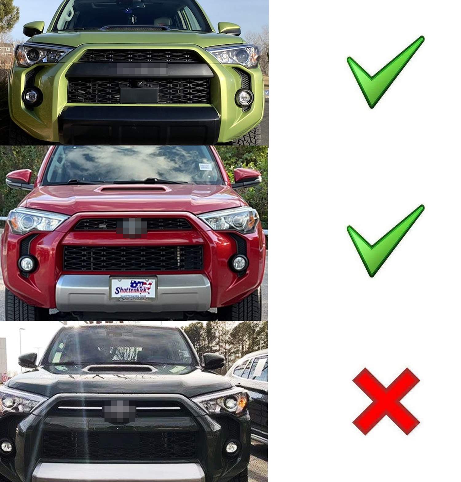 3pc Smoked Lens White LED Front Grille Light Kit for 2014-2023 Toyota 4Runner - Off-Road Lighting Upgrade for Night Driving & Adventure