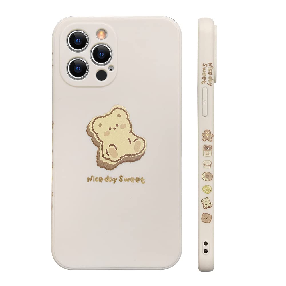 Ownest Cute Painted Bear Case for iPhone 13 Pro Max - Fashion Slim Soft Flexible TPU Rubber Protective Cover with Sweet Brown Bear Design for Women & Girls | Perfect for Daily Use, Work, School and Travel