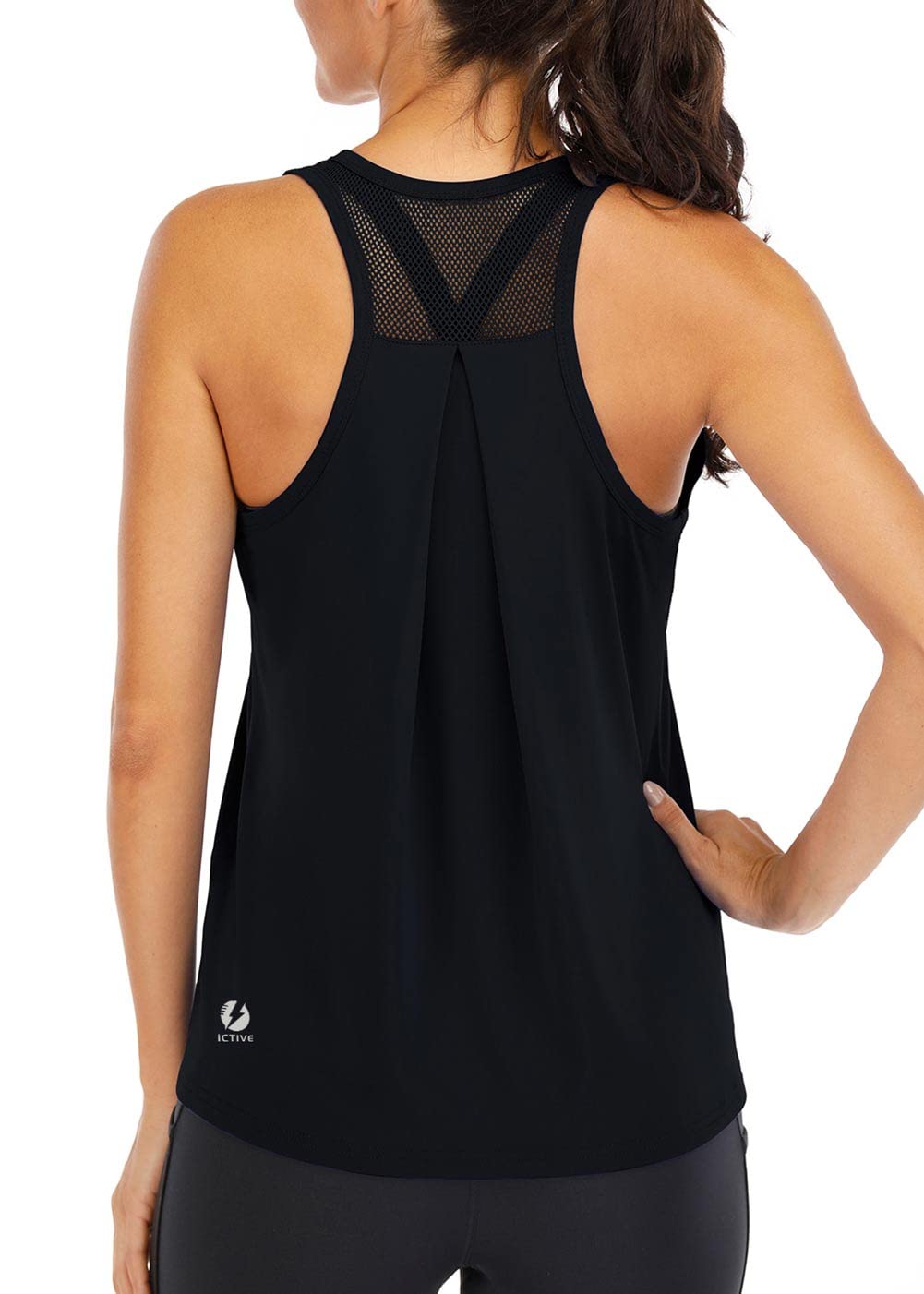 ICTIVE Women's Loose Fit Racerback Workout Tank Top - Breathable Mesh Backless Design for Running, Yoga & Gym - Perfect for Fitness & Active Lifestyle