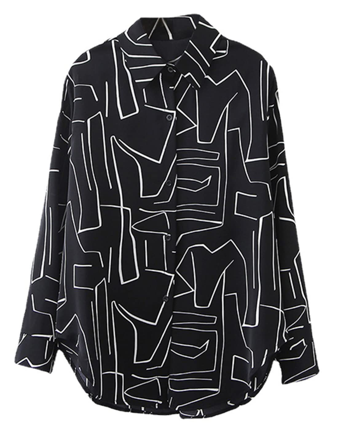 Stylish Women's Casual Long Sleeve Button Down Blouses - Flowy Printed Shirt Tops for Work, Office & Everyday Wear | Fashionable & Comfortable