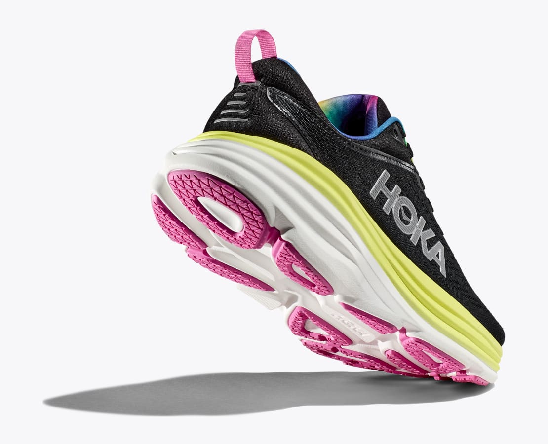 HOKA Men's Bondi 8 Running Shoes - Black/Citrus Glow - Lightweight Cushioned Sneakers for Road Running, Jogging & Walking - Perfect for Marathon Training & Everyday Comfort