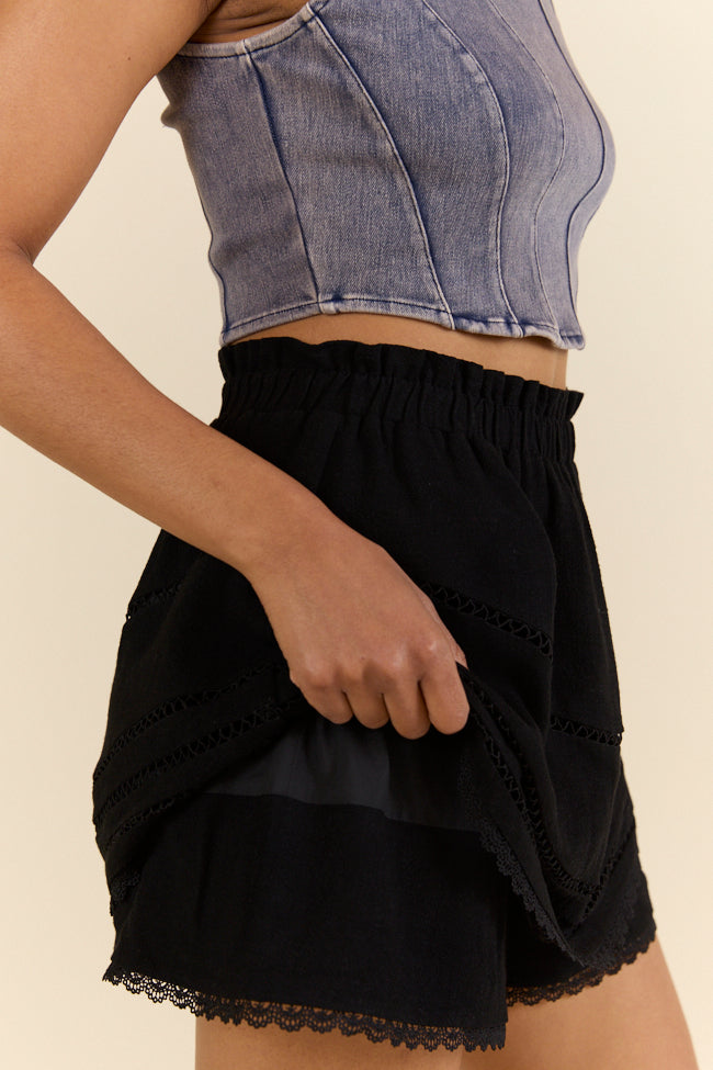 Highway Harmony Woven Black Skort - Women's Stretchy Tennis Skirt with Shorts for Golf, Running & Workout | Comfortable Athletic Wear for Sports & Casual Outfits