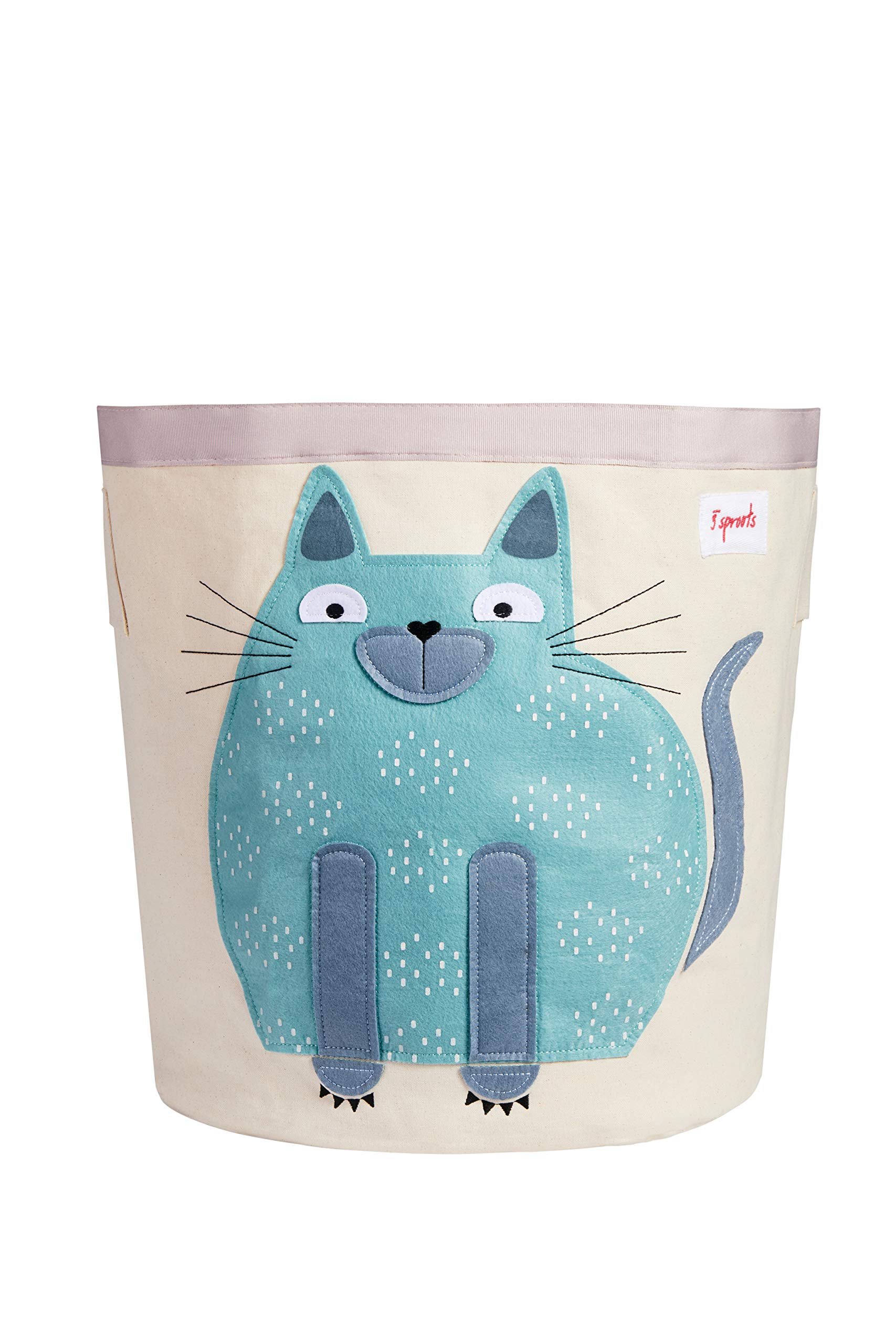 3 Sprouts Large Toy Storage Basket - Durable Kids & Baby Toy Organizer with Handles for Nursery, Playroom & Bedroom - Perfect for Storing Toys, Laundry & Pet Supplies (Gray/White) - Ideal for Home Organization & Child-Friendly Spaces