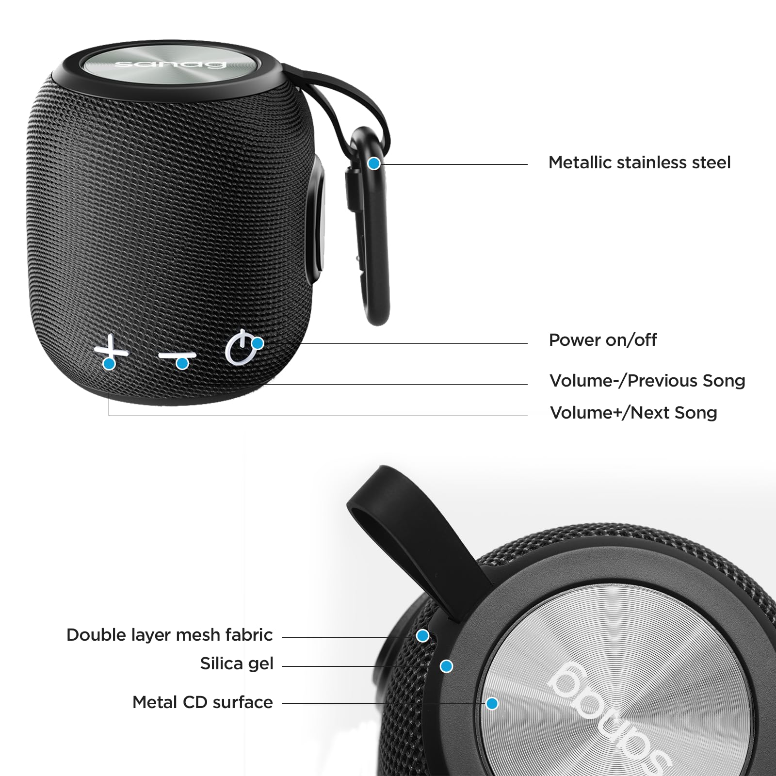 SANAG Portable Bluetooth Speaker with Bluetooth 5.0 - Wireless Mini Speaker with Dual Pairing, 360° HD Surround Sound & Deep Bass - 24H Playtime IPX67 Waterproof - Perfect for Travel, Camping, Beach, Pool Party & Home Use