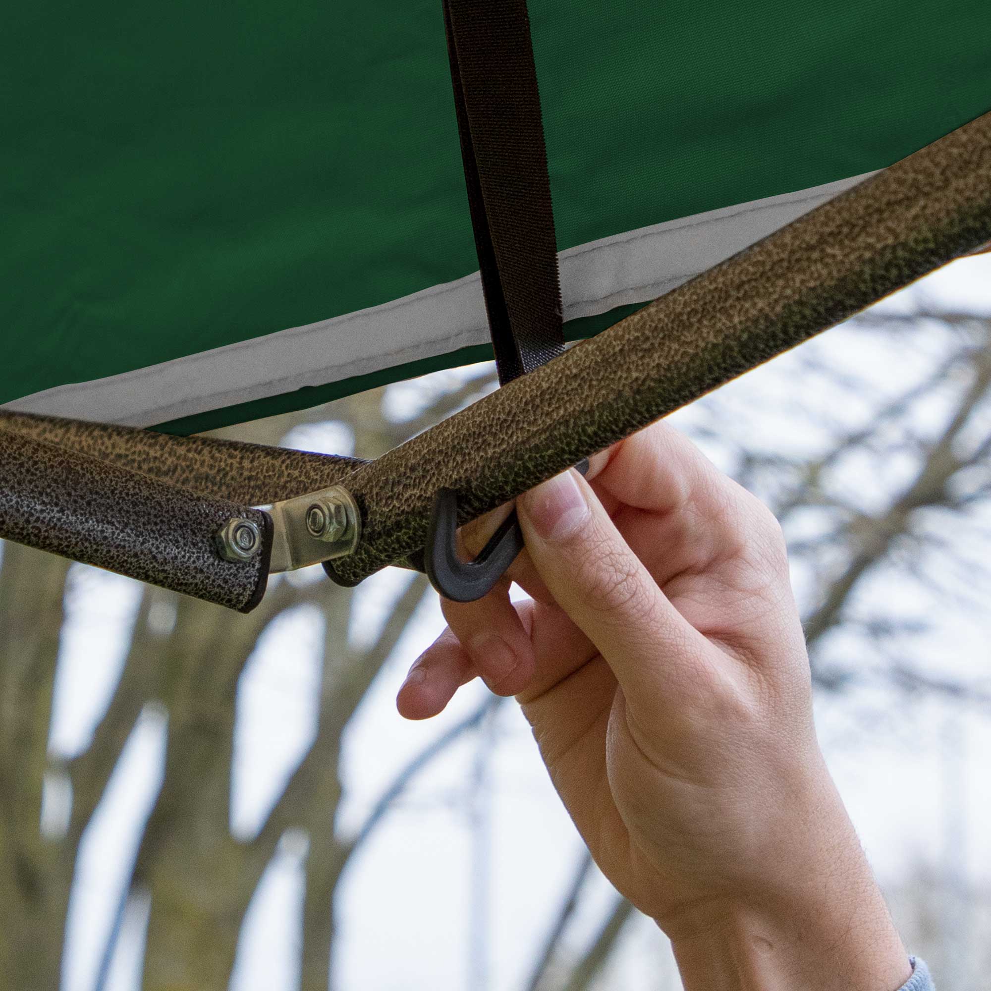 Premium 2x2m Pop Up Gazebo with Water Resistant Canopy - Includes Carry Bag, Stakes & Weight Bags - Dark Green (DG128) - Perfect for Backyard BBQs, Camping Trips and Outdoor Events