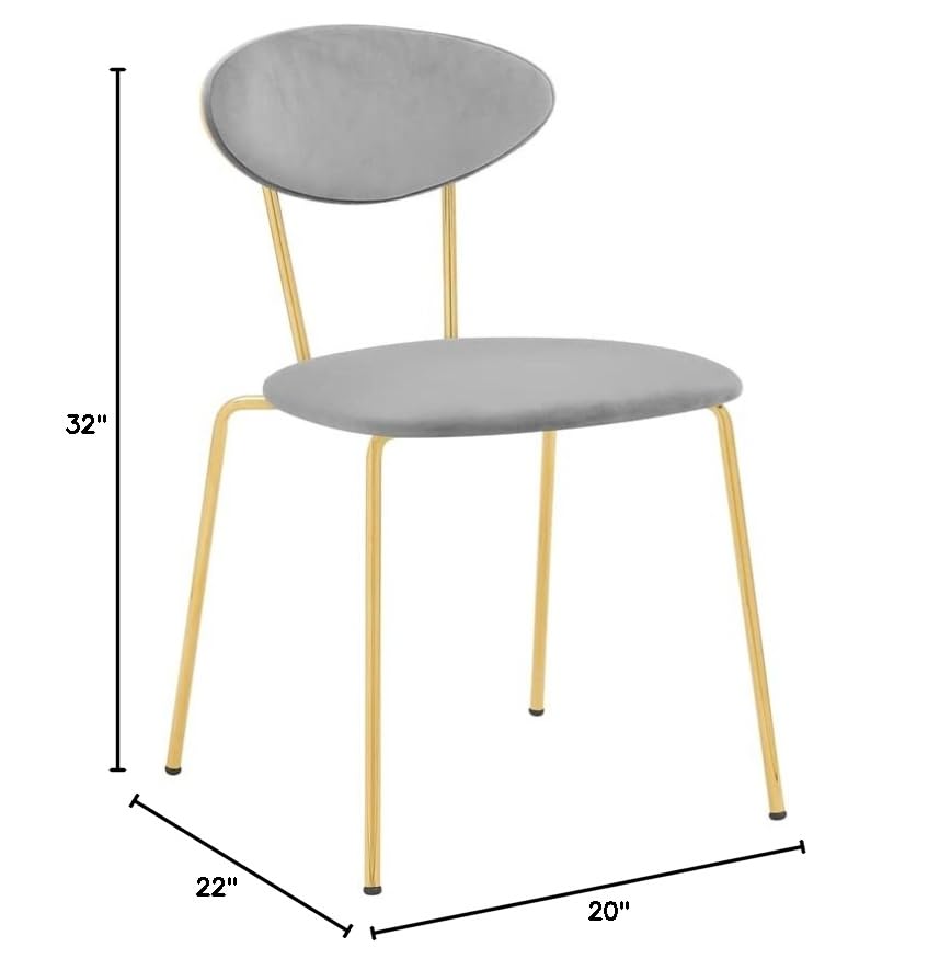 Armen Living Neo Modern Dining Room Chairs - Set of 2, Velvet Grey with Gold Metal Legs | Contemporary Kitchen & Dining Room Furniture for Home Decor