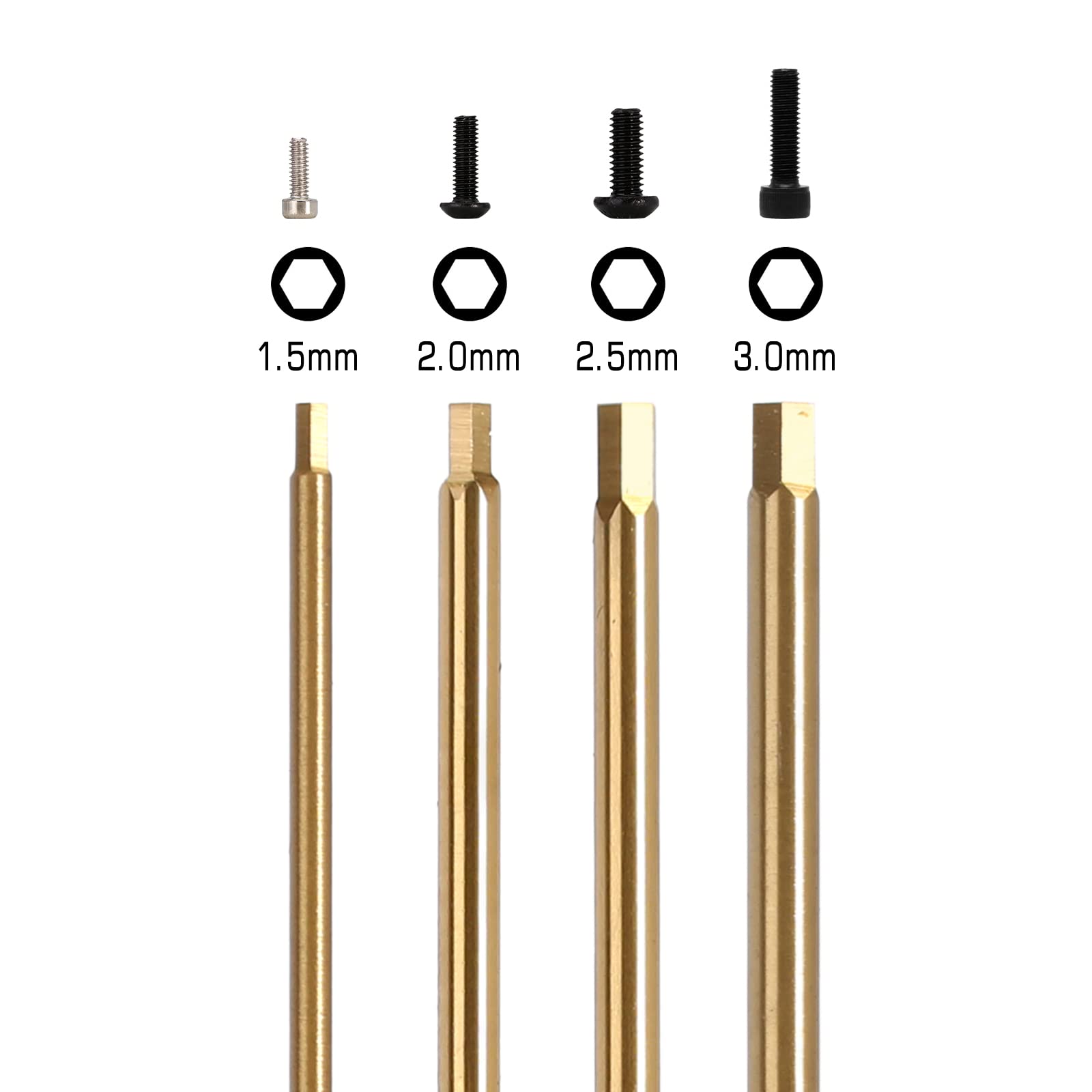 INJORA 4-Piece RC Hex Screwdriver Set - 1.5mm 2.0mm 2.5mm 3.0mm Allen Wrench Kit for RC Cars, Boats, Helicopters - Durable Hex Head Screwdrivers for RC Model Repair & Maintenance | Perfect for Hobbyists & DIY Enthusiasts