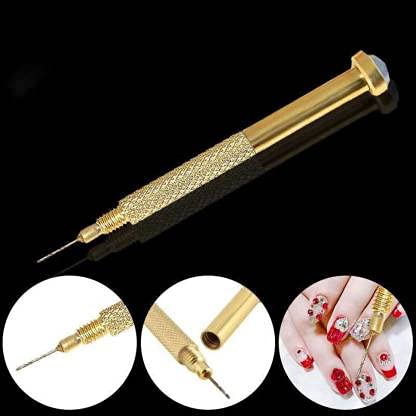 SHILLS Professional Nail Art Dotting Pen & Hole Maker - Gold Manicure Tool for Nail Design, Dangle Drilling, and Piercing | Perfect for DIY Nail Art, Salon Professionals & Home Manicures