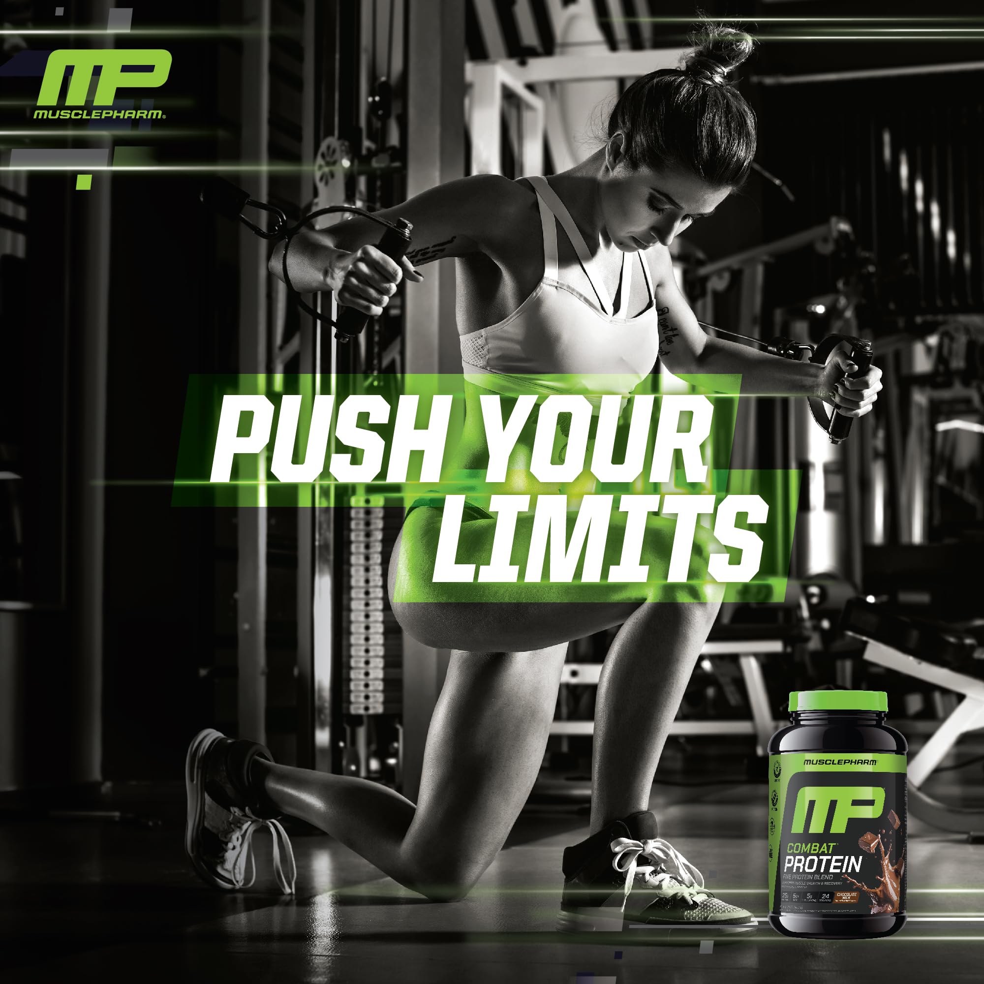 MusclePharm Combat Protein Powder - Chocolate Milk Flavor | 5 Protein Sources (Whey Isolate & Egg Albumin) | Gluten Free Muscle Recovery Supplement | 2lb (26 Servings) | Ideal for Post-Workout Recovery & Muscle Growth
