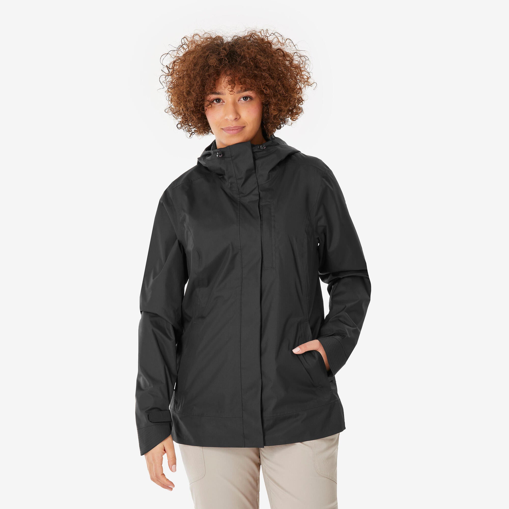 Quechua Women’s NH500 Waterproof Hiking Rain Jacket - Lightweight Windproof Outdoor Coat for Trekking, Camping & Mountain Adventures