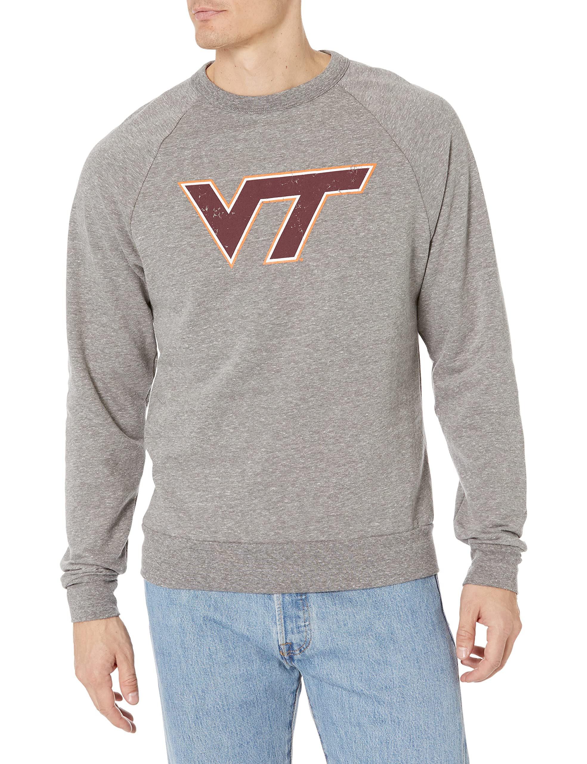 Blue 84 Men's Vintage Tri-Blend Crewneck Sweatshirt - Soft Cotton Blend Casual Pullover for Everyday Wear & Street Style