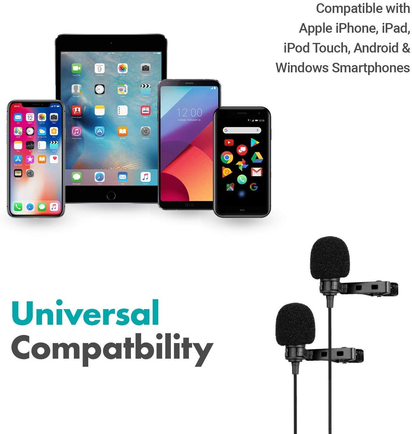 Professional Lavalier Mic for iPhone, Android - Podcast & Interview Gear