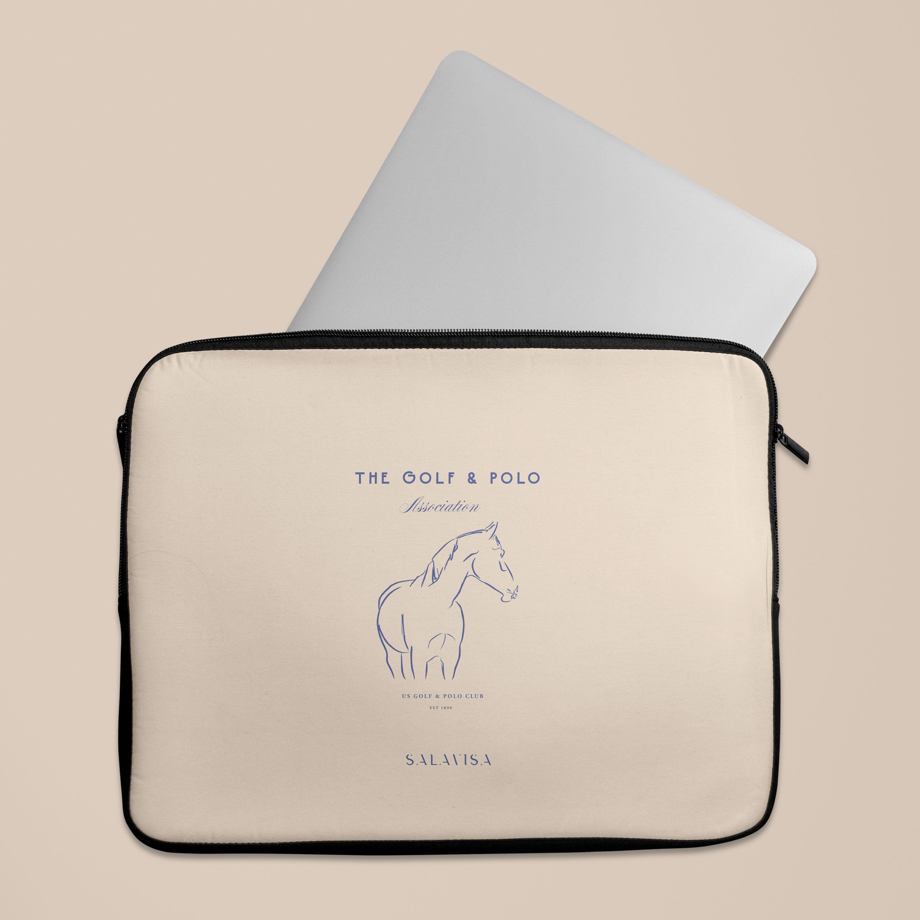 Premium Beige Golf & Polo Laptop Sleeve - 13 Inch Laptop Case for MacBook Air/Pro - Waterproof & Shockproof Protective Cover for Work, Travel & Business Meetings