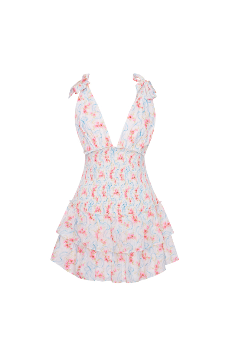 Rossi Women's Cotton Floral Smocked Mini Dress - Summer Casual Sundress for Beach, Vacation & Date Night