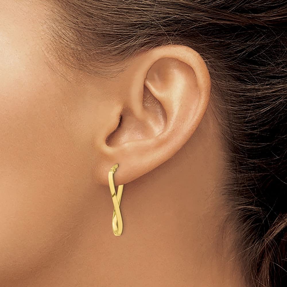 10K Yellow Gold Twist Hoop Earrings for Women - Elegant Dainty Huggie Hoops - Perfect for Everyday Wear, Parties & Gifts
