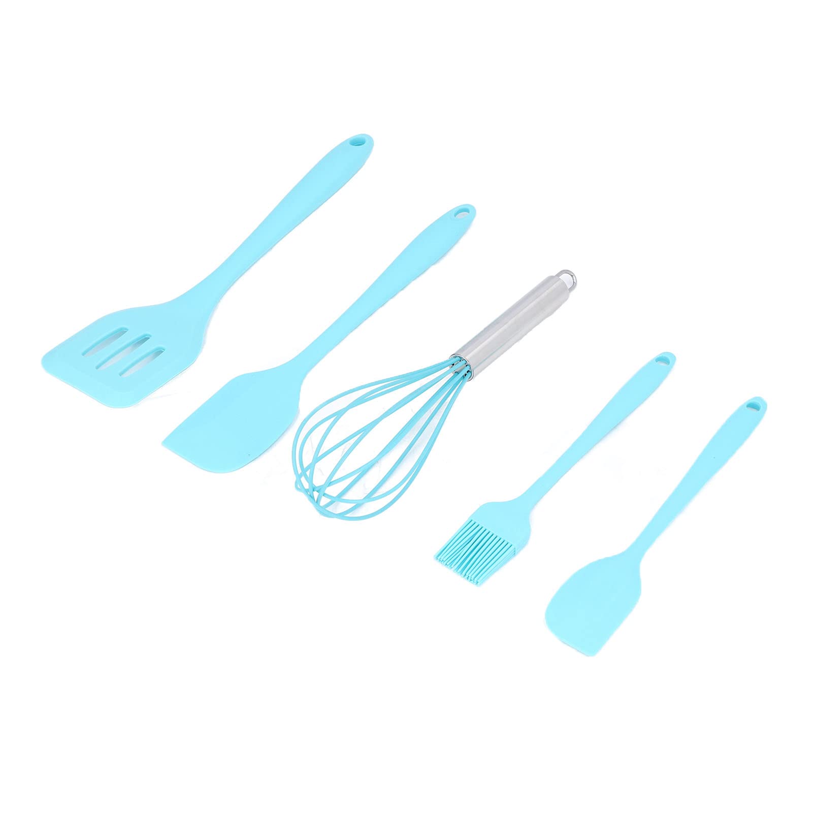 TOPINCN 5-Piece Silicone Kitchen Utensil Set - Heat Resistant, Non-Stick, BPA-Free Cooking Tools with Ergonomic Handles (Blue) - Perfect for Baking, Frying, Stirring & Everyday Cooking