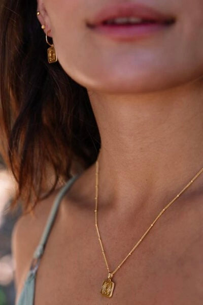 18K Gold Plated Sacred Lotus Square Charm Necklace for Women - Elegant Spiritual Jewelry for Meditation, Yoga & Special Occasions