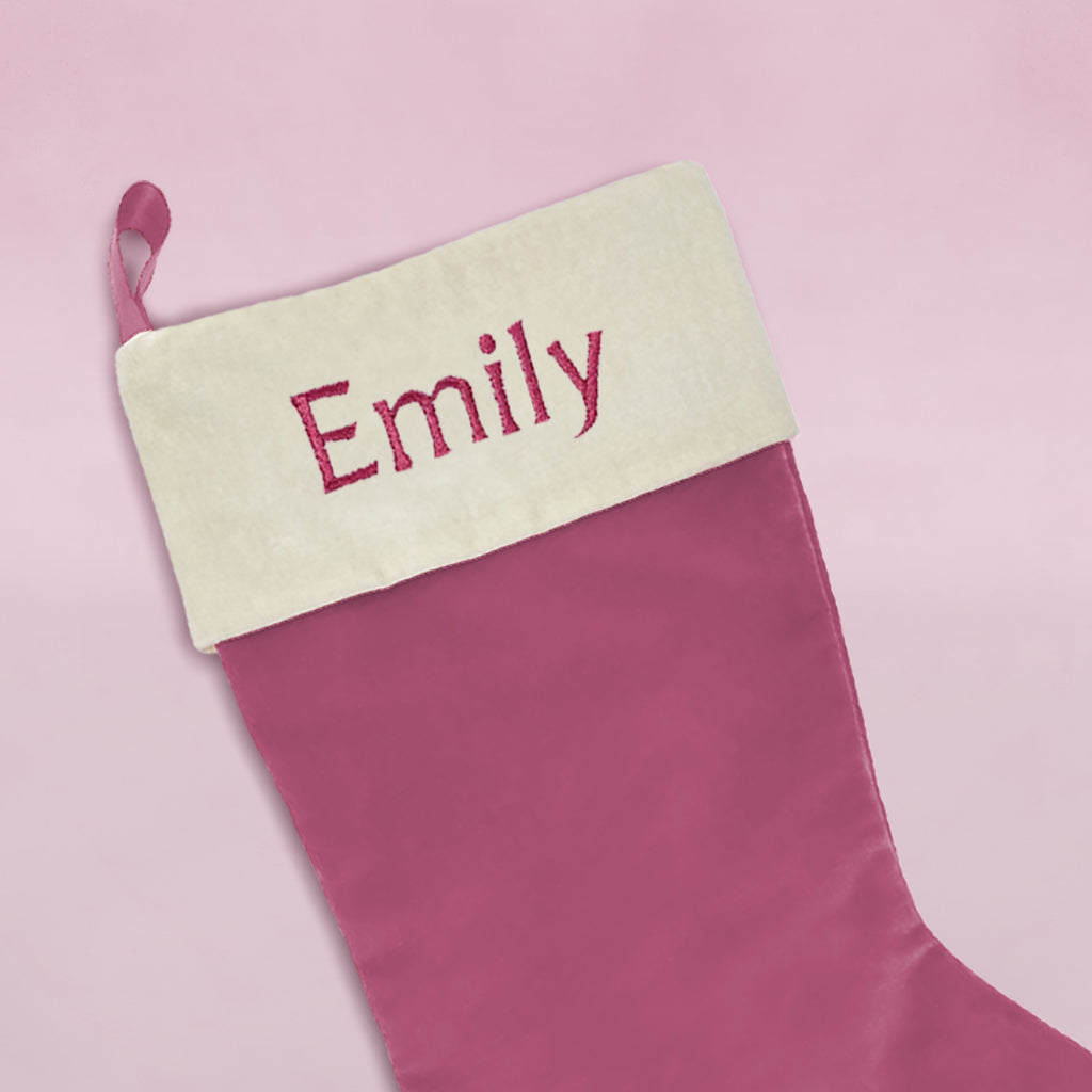 Personalized Christmas Stocking for Kids - Custom Name Pink Holiday Stocking - Perfect for Xmas Gifts, Fireplace Decor & Holiday Home Decoration