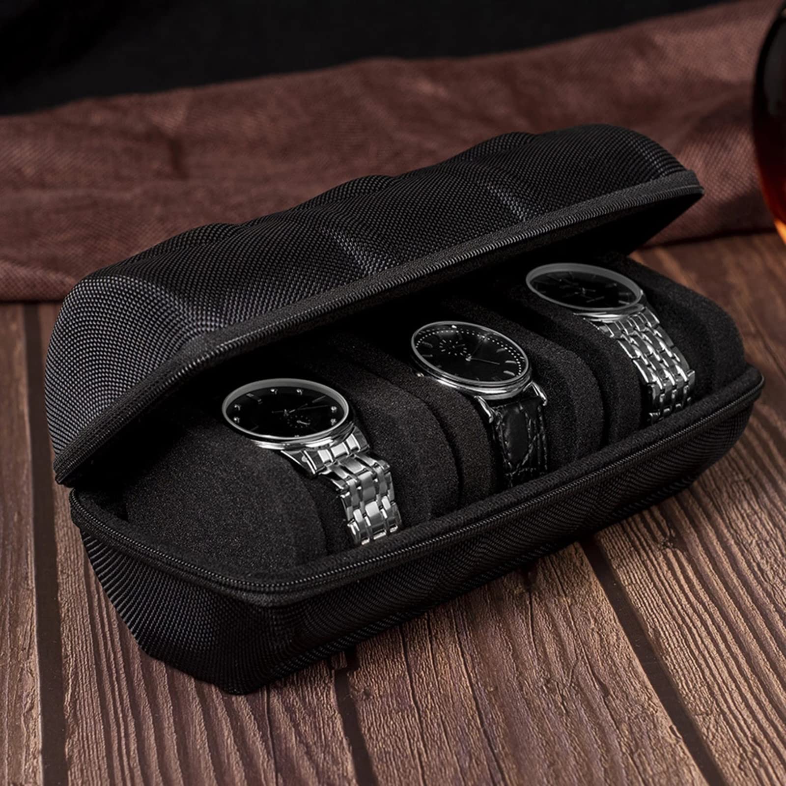 Premium 3-Slot Leather Watch Travel Case - Anti-Slip Watch Roll Organizer for Men & Women | Perfect for Business Trips, Vacations & Watch Collection Storage