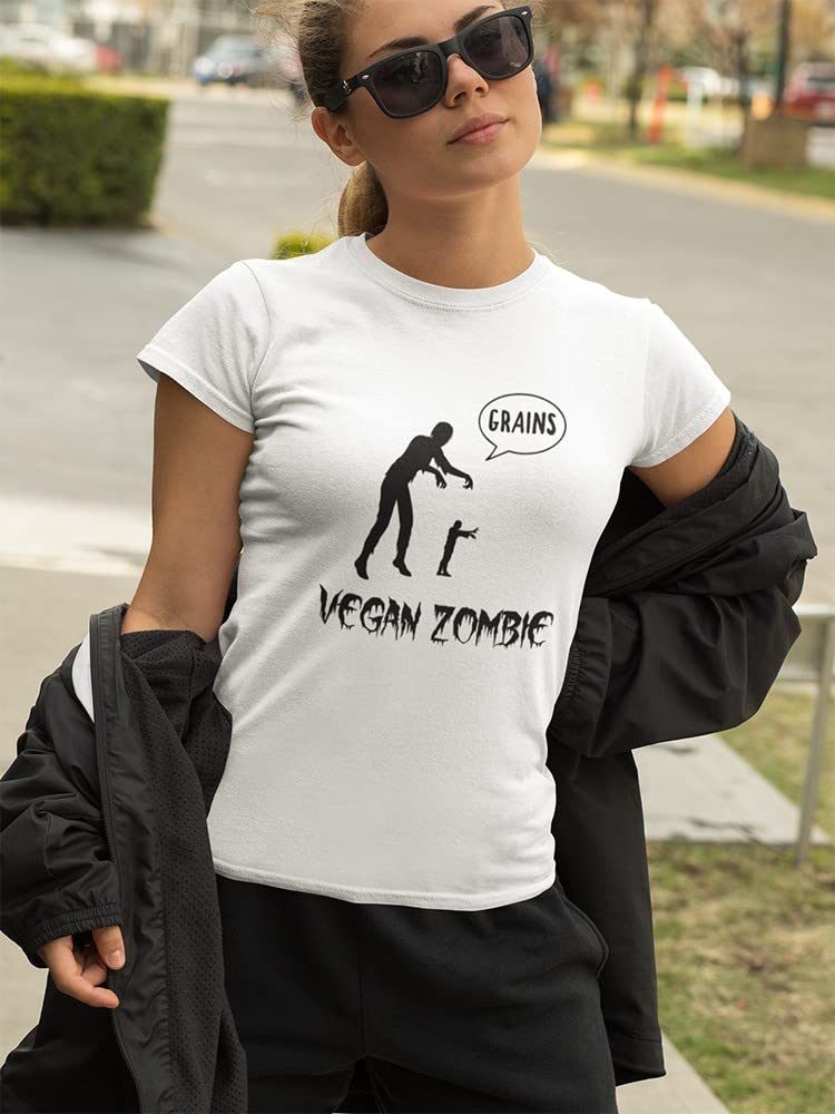 Smartprints Vegan Zombie Graphic Design Women's T-Shirt | Soft Cotton Tee for Casual Wear & Halloween Costumes