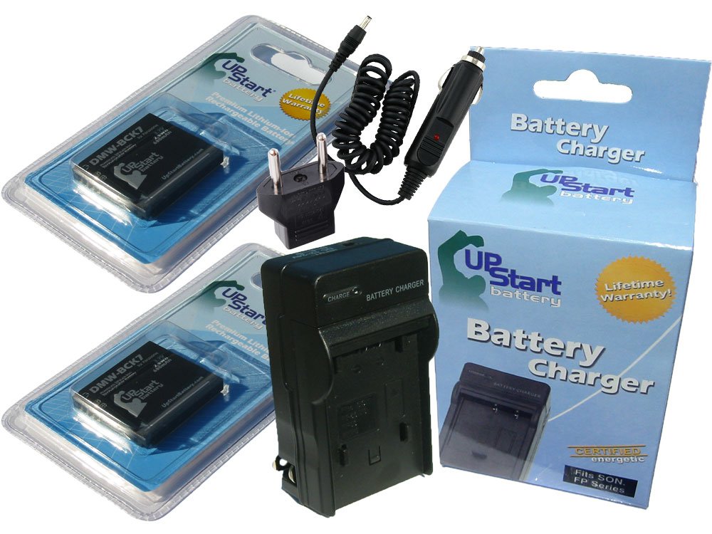 2 Pack Replacement Battery & Charger for Panasonic Lumix DMC-SZ7P DMW-BCK7 - 680mAh 3.7V Li-ion Camera Battery with Car/EU Adapters - Perfect for Travel Photography & Backup Power