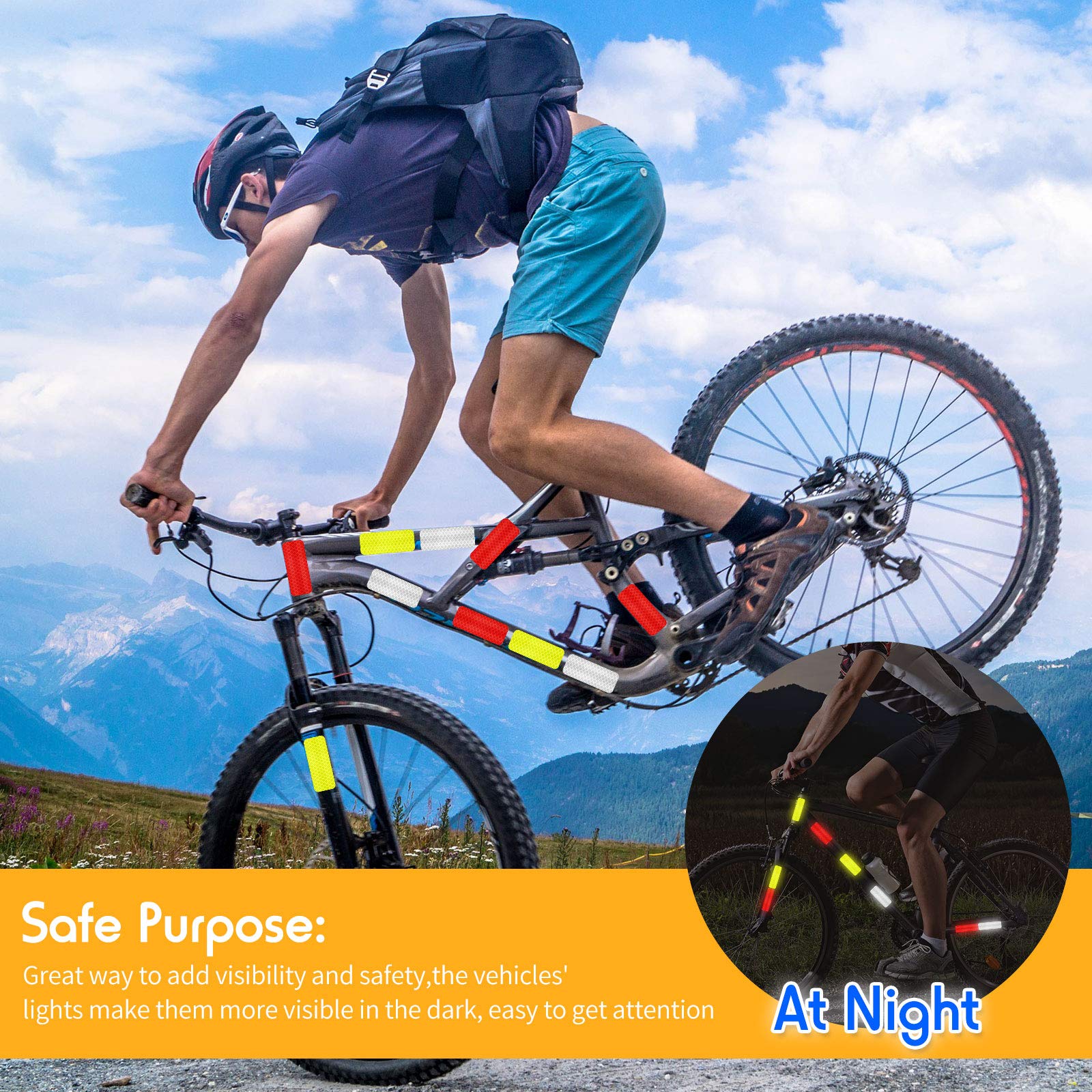 Allure Auto® 12-Pack Reflective Safety Stickers - 1.18 x 3.25 Inch Waterproof Warning Decals for Night Visibility - Compatible with TTA Ydha Pickup Trucks, Bikes & Safety Gear | Perfect for Roadside Emergencies & Low-Light Conditions
