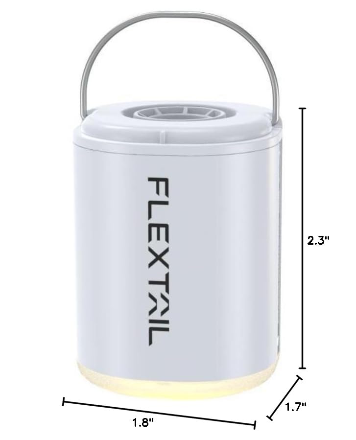 **FLEXTAILGEAR Portable Air Pump with Camping Lantern - Rechargeable 4kPa Tiny Pump for Inflatables, Air Mattress, Sleeping Pads, Pool Floats & Swimming Rings - Magnetic Design (White) - Perfect for Camping, Travel & Outdoor Adventures**