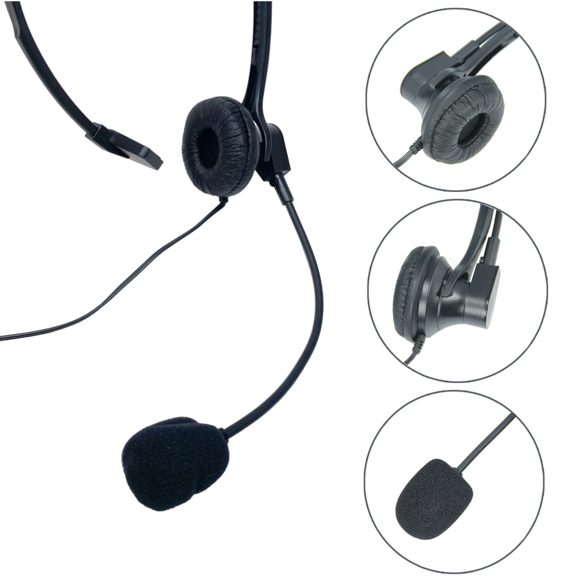 MaximalPower Overhead Headset with Boom Mic - PTT/VOX Microphone for Motorola CP200, CP200D, CLS1410, RDM2070D, RDV5100 Two-Way Radios - Ideal for Security, Construction & Warehouse Communication