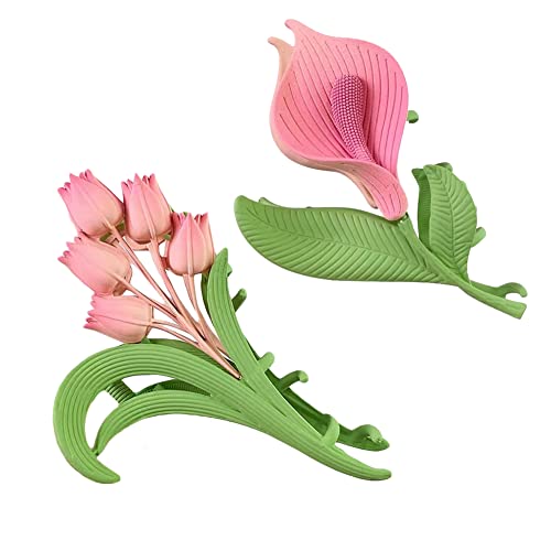 Fashion Metal Tulip Hair Clips for Women - Flower Hair Accessories for Party & Wedding