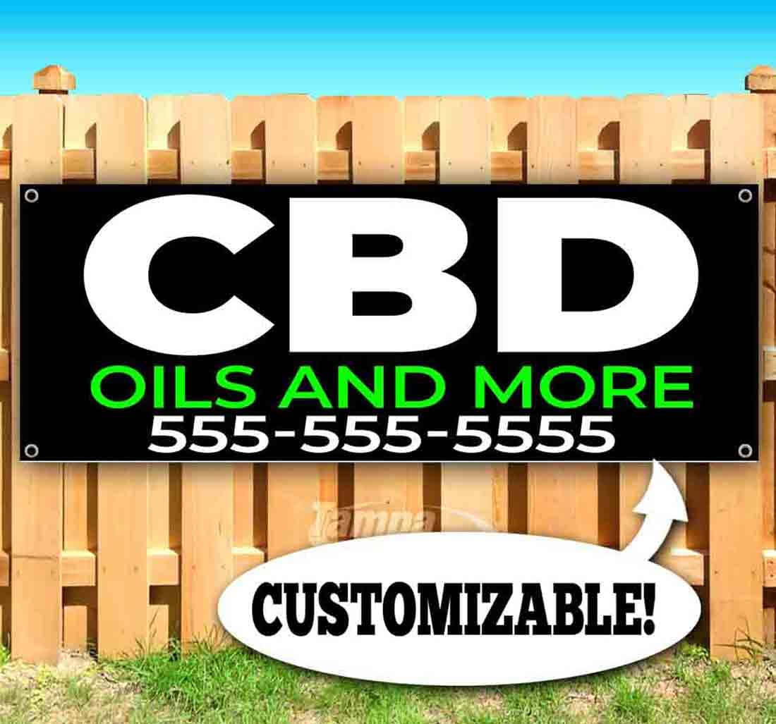 Premium 13 oz Heavy-Duty Vinyl Banner with Metal Grommets | Single-Sided Non-Fabric CBD Oil Advertising Sign | Perfect for Trade Shows, Retail Stores & Outdoor Events