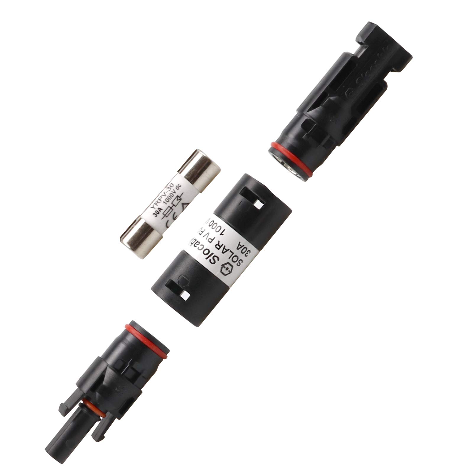15A Waterproof Solar Fuse Holder with Male & Female Connectors - PV In-Line Fuse for Solar Panels, Charge Controllers | Ideal for Off-Grid Solar Systems, RV & Marine Applications