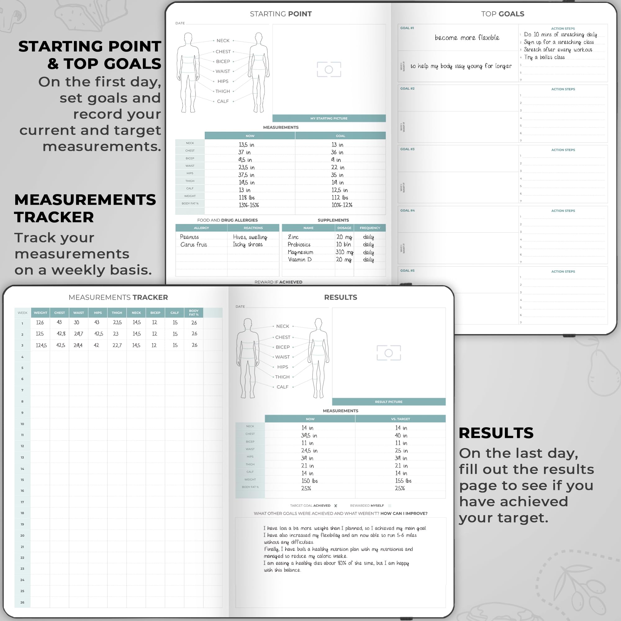 Clever Fox Food Journal Pro - Diet & Wellness Planner for Weight Loss with Calorie Tracker - Meal & Exercise Log for Women & Men - Undated 7x10 Inch Black Notebook | Perfect for Fitness Tracking, Healthy Eating & Weight Management Goals