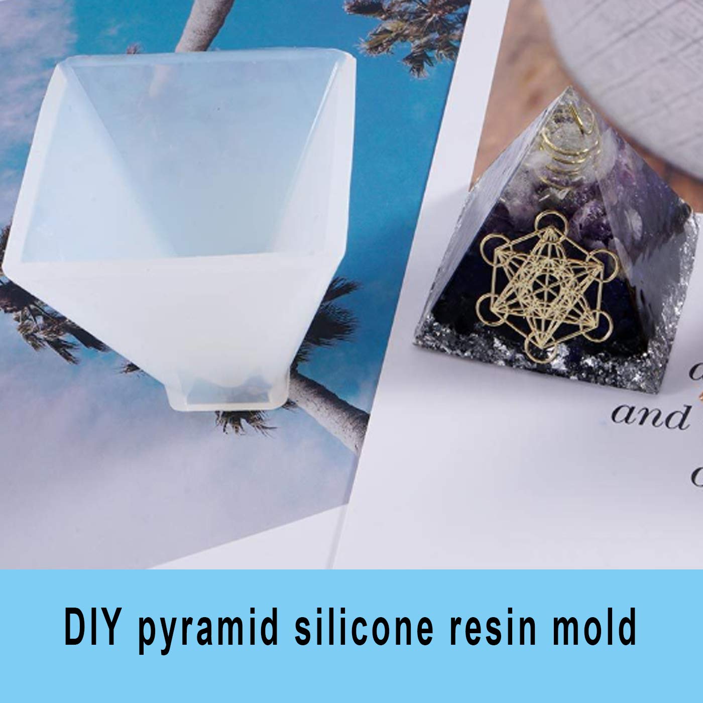 Markeny 5-Piece Pyramid & Cube Silicone Mold Set for DIY Resin Casting - Clear Epoxy Molds for Jewelry, Keychains, Home Decor Crafts - Perfect for Beginners & Professional Art Projects