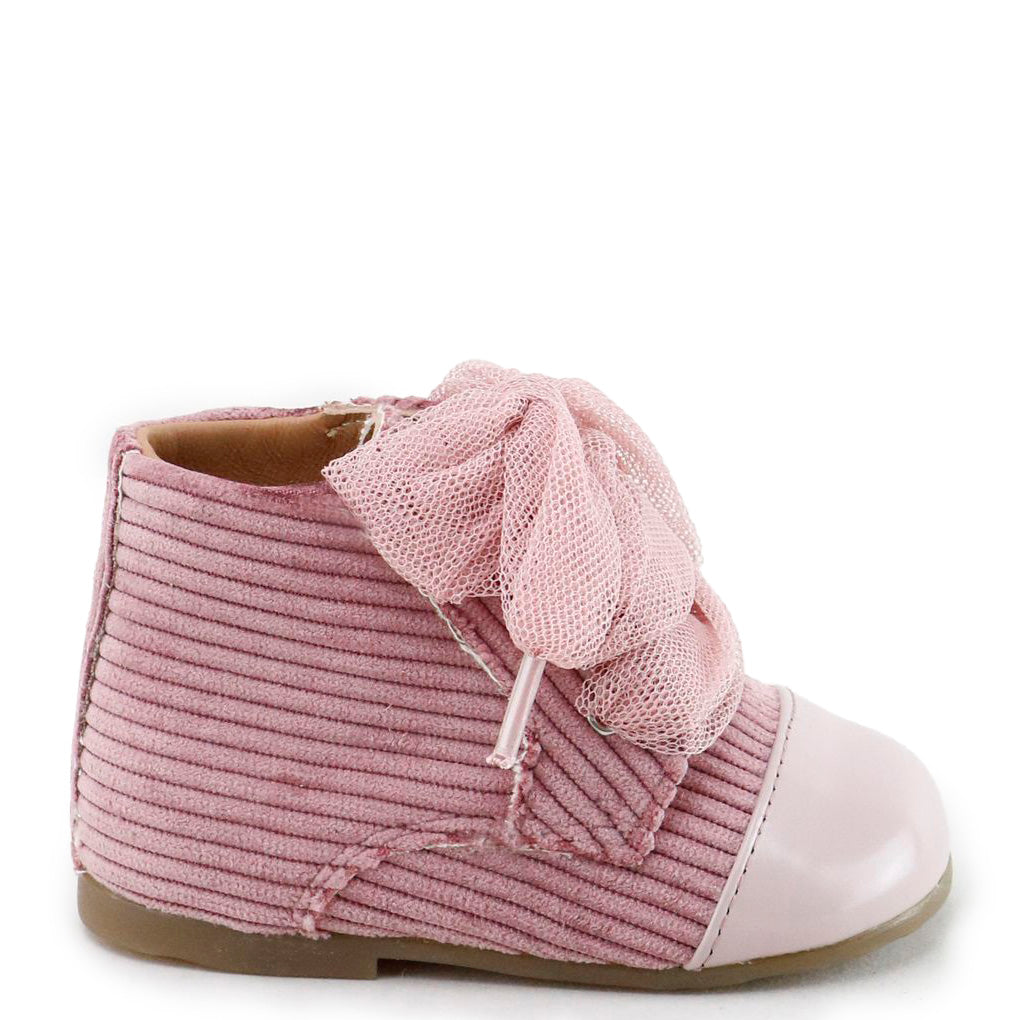 Pink Corduroy Baby Booties for Girls & Boys - Soft & Comfortable First Walking Shoes for Infants - Perfect for Newborns, Photo Shoots, and Special Occasions