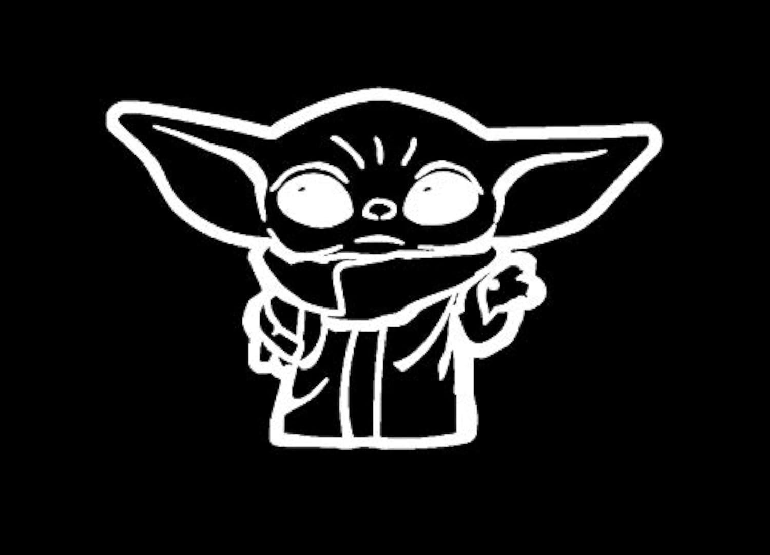 HavenSticks Cute Baby Yoda Decal Sticker - White 5.5 Inch - Perfect for Windows, Cars, Laptops, Water Bottles, and Phone Cases