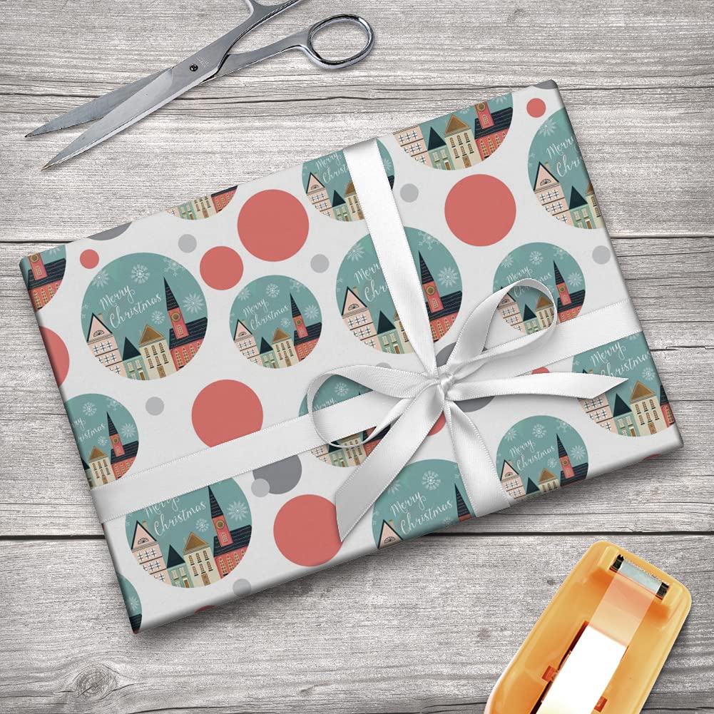 Christmas Village Gift Wrap Wrapping Paper Roll - Festive Holiday Scenes for Present Wrapping - Perfect for Christmas Gifts, Party Decorations & Home Holiday Decor