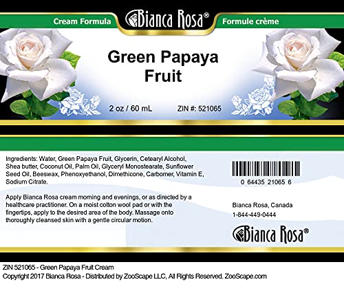 Organic Green Papaya Fruit Cream - 2 oz Natural Skin Brightening & Exfoliating Treatment for Face & Body - ZIN: 521065 - Perfect for Acne-Prone Skin, Dark Spot Removal & Glowing Complexion