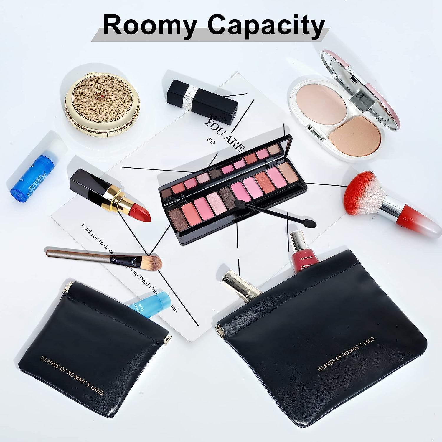 Waterproof Makeup Bag for Women - Travel Cosmetic Organizer Pouch, Purse & Coin Pouch (2 Pack, Black) | Perfect for Travel, Gym & Everyday Use