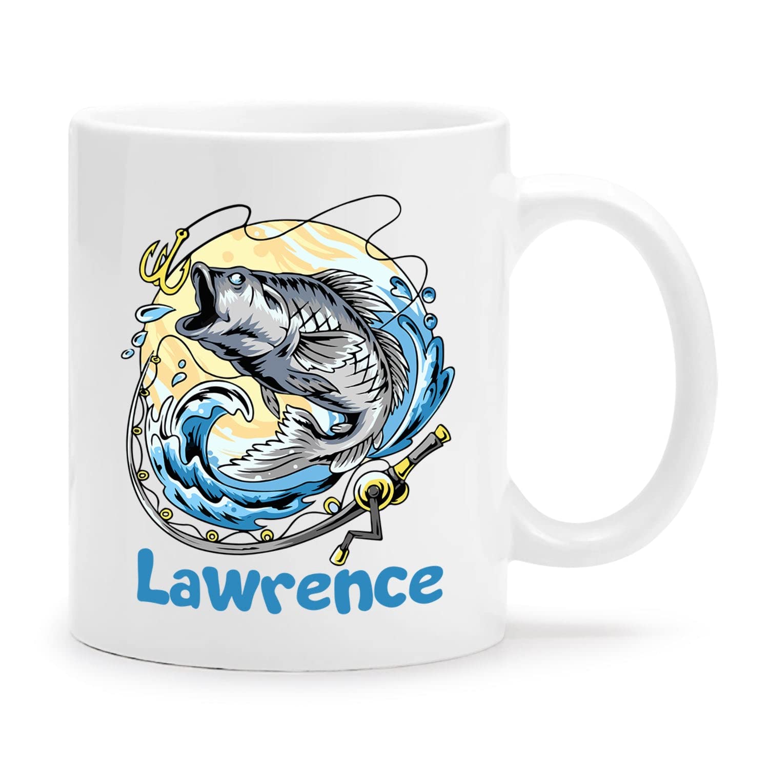 Personalized Kids Mug with Name - Custom Fishing Mug for Boys & Girls - 11oz & 15oz Children's Cup - Unique Christmas Gift & Birthday Present - Perfect for School, Travel & Outdoor Adventures