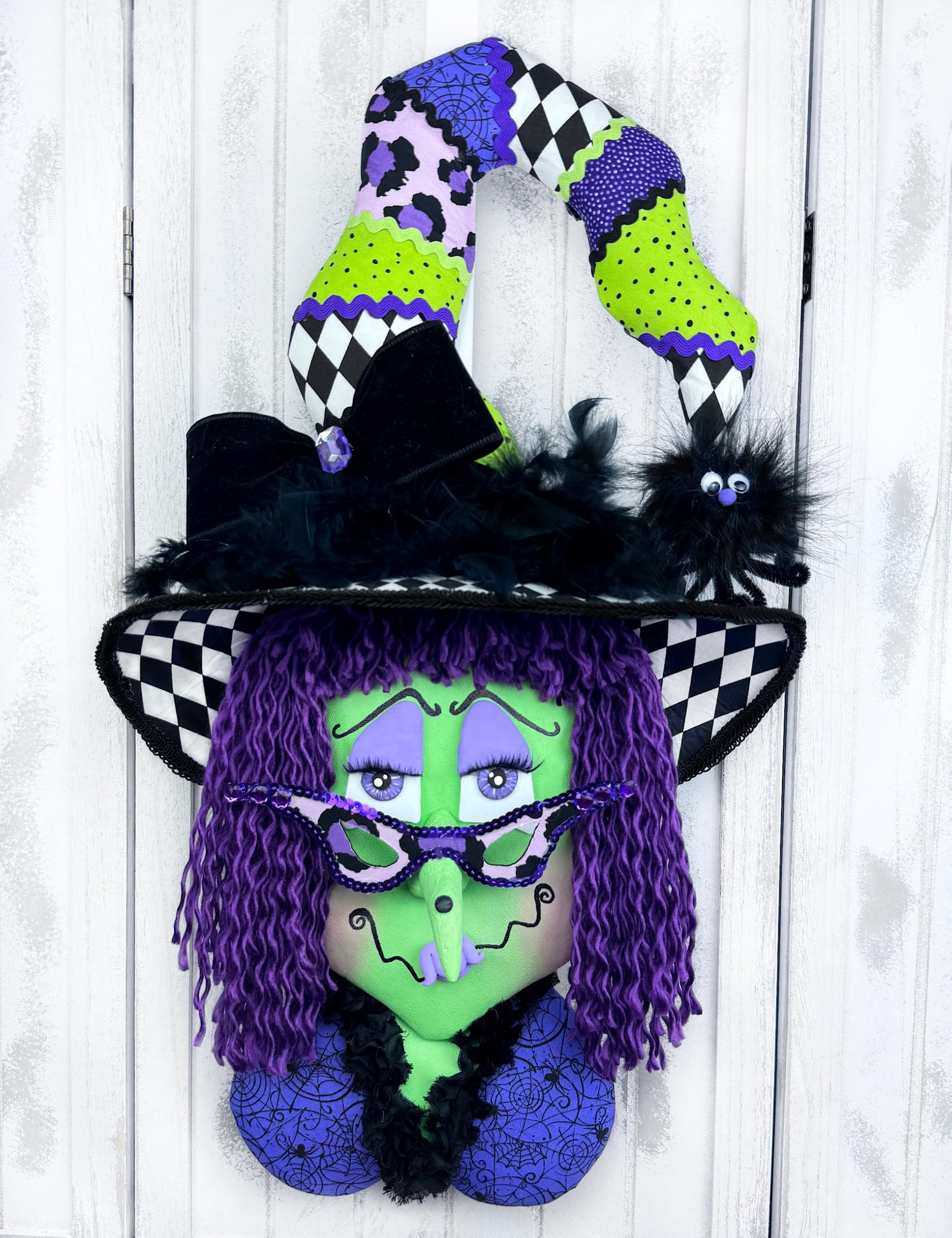 Large Handmade Halloween Witch Wreath Attachment - Premium Wreath Embellishments & Witch Decorations - Perfect for Front Door, Mantel & Halloween Party Decor