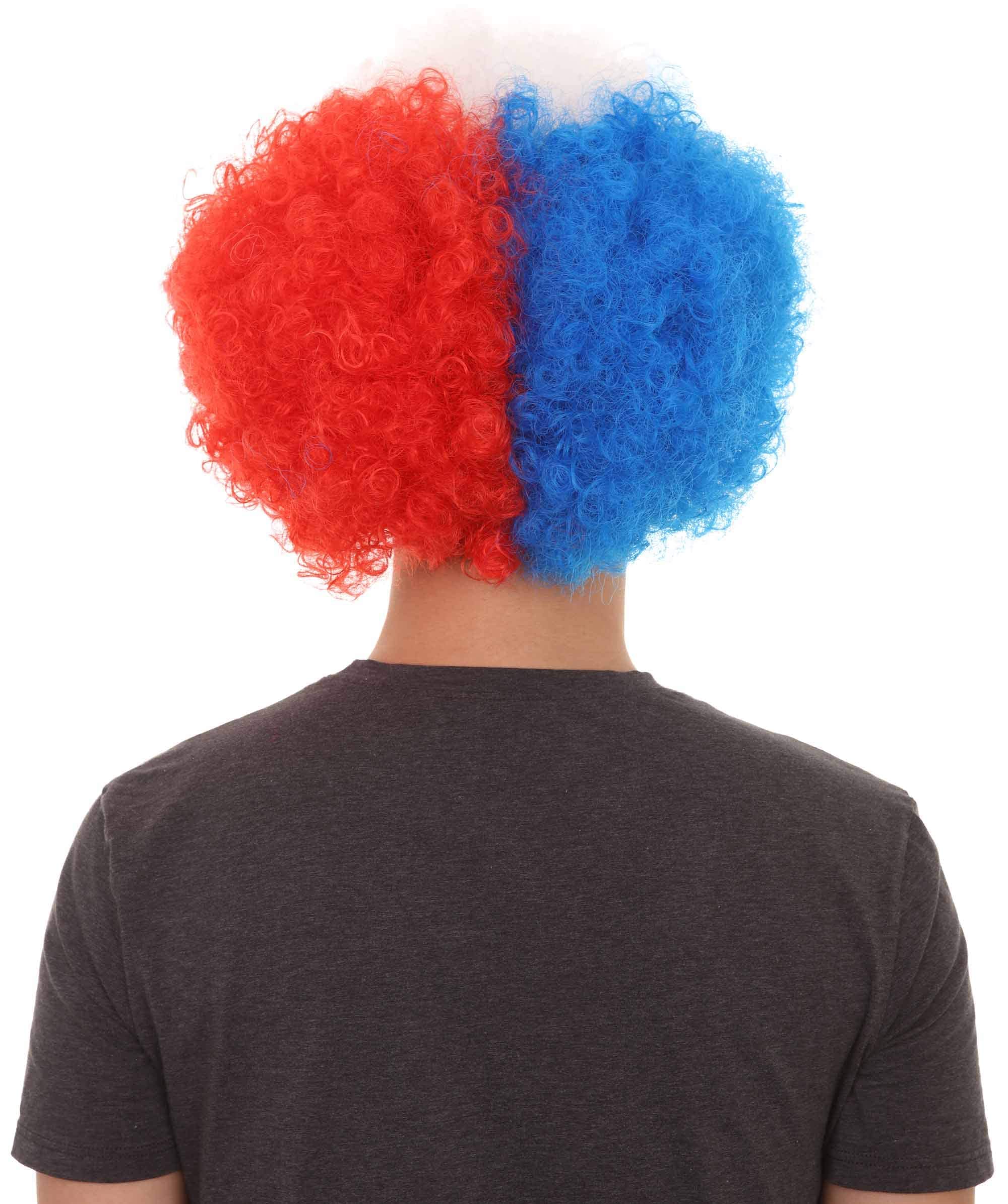 Patriotic Chile Flag Afro Wigs for Cosplay & National Pride - Colorful Curly Costume Wigs for Halloween, Independence Day & Themed Parties