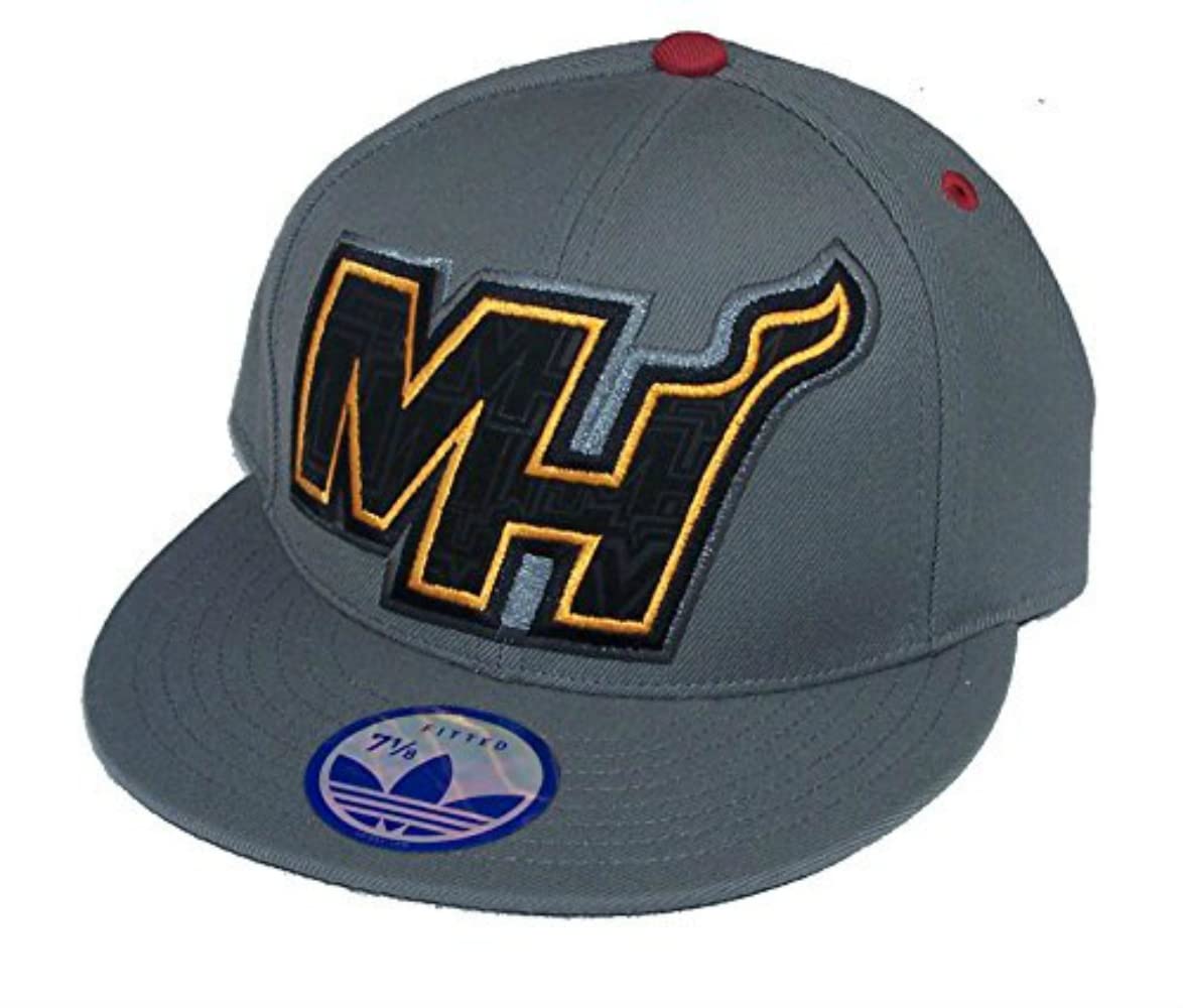 Outerstuff Miami Heat XL Logo Fitted Hat Cap for Men - Gray NBA Basketball Fan Gear for Game Day & Streetwear