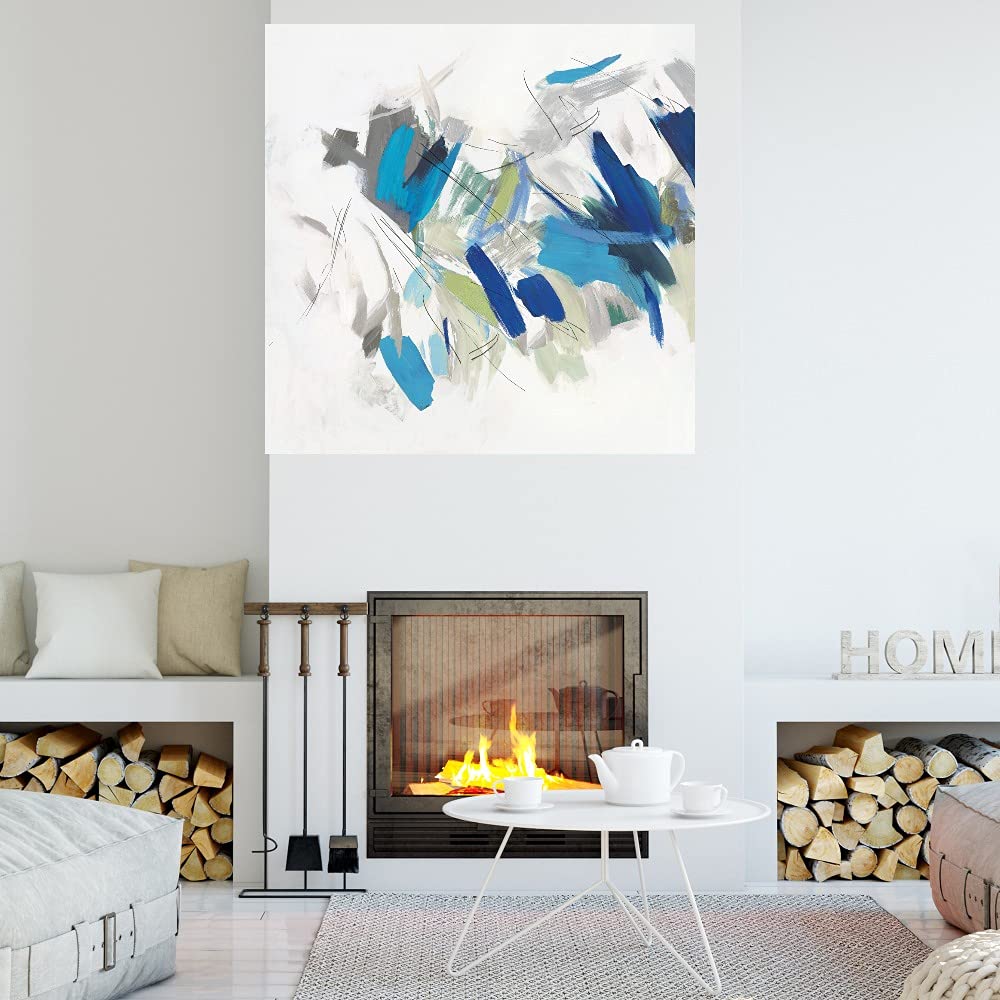 Blue Graffiti Art Canvas Wall Decor - 22x22 Inch Modern Abstract Painting by PI Studio - Ready to Hang for Living Room, Bedroom, Office & More - Perfect for Home Decor, Gift & Interior Design