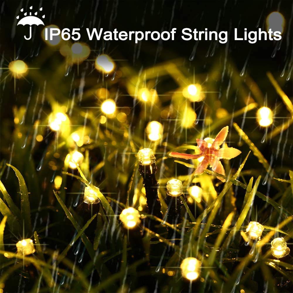 65ft 200 LED Solar String Lights Outdoor Waterproof - 8 Modes Solar Powered Fairy Lights for Garden, Patio, Yard, Tree Decor - Warm White | Perfect for Outdoor Parties, Weddings & Holiday Decorations