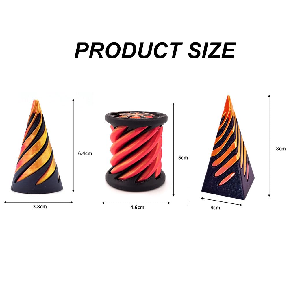 3D Printed Spiral Fidget Toys for Stress Relief - 2-Way Push Play Sensory Toys for Adults & Kids - Anxiety Relief & Focus Aid (3 Pack) - Perfect for Office, Classroom & ADHD Therapy