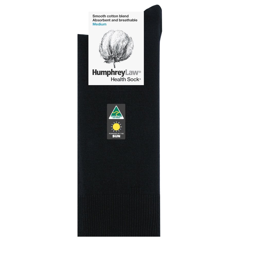 HUMPHREY LAW Classic Cotton Socks for Men - Breathable Black Crew Socks - Perfect for Work, Casual Wear & Everyday Comfort
