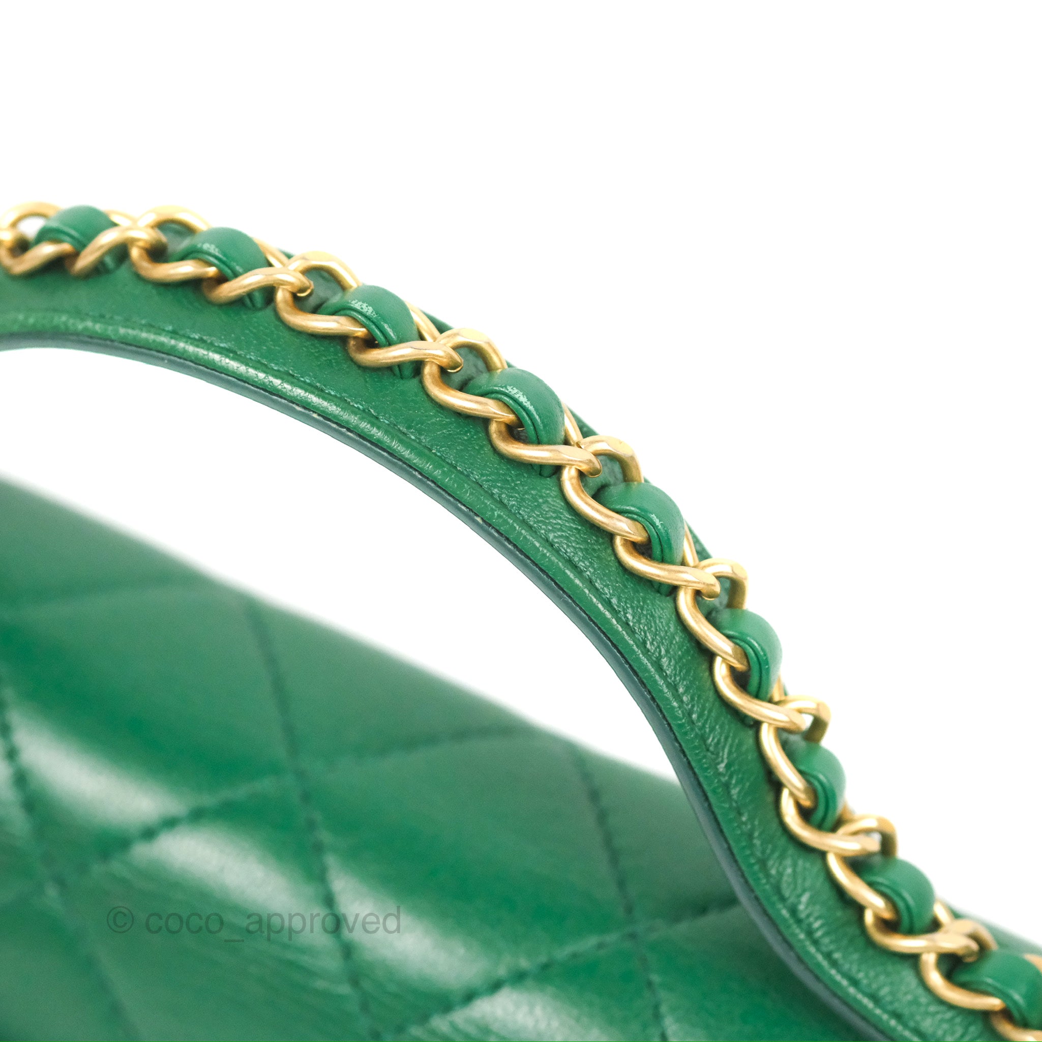 Chanel Chain Infinity Top Handle Bag - Green Lambskin Leather with Aged Gold Hardware - Luxury Crossbody Shoulder Bag for Women, Perfect for Parties, Weddings & Evening Events