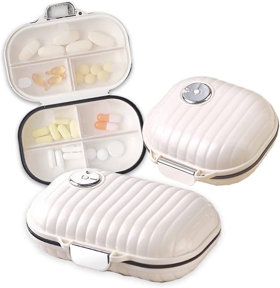 7-Day Portable Pill Organizer for Travel & Daily Use - Small & Large Cute Pill Box Case with AM/PM Compartments - Perfect for Medication, Vitamins, Supplements on the Go, at Home or Outdoor Activities