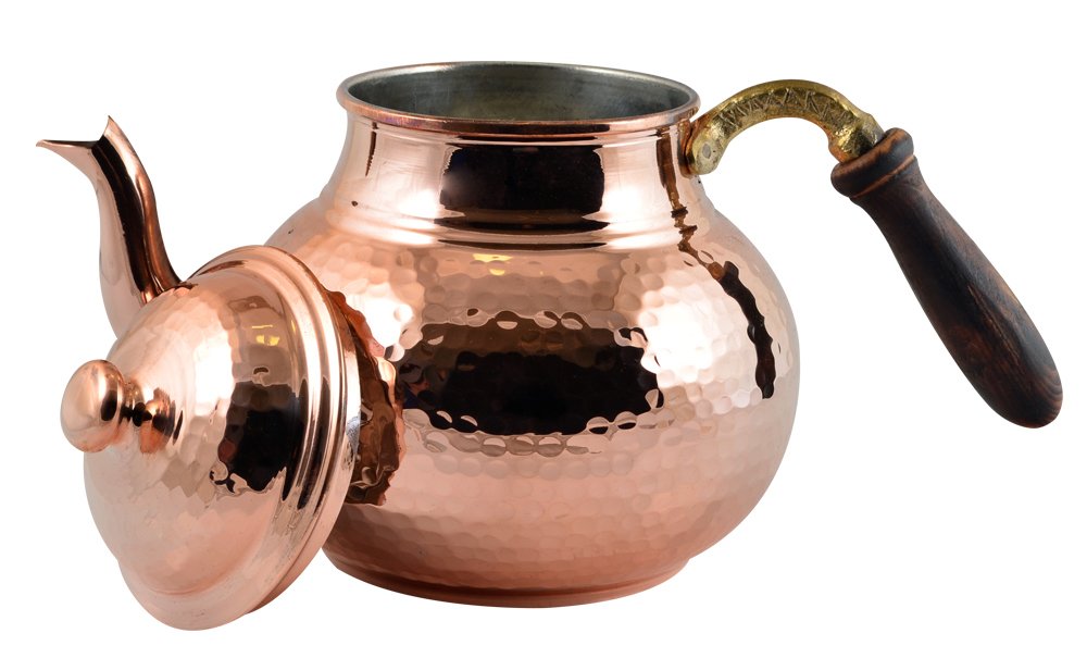 CopperBull Hammered Thickest 28oz Copper Tea Pot Kettle - Stovetop Teapot for Traditional Brewing, Perfect for Loose Leaf Tea & Herbal Infusions - Ideal for Home, Kitchen & Tea Ceremonies