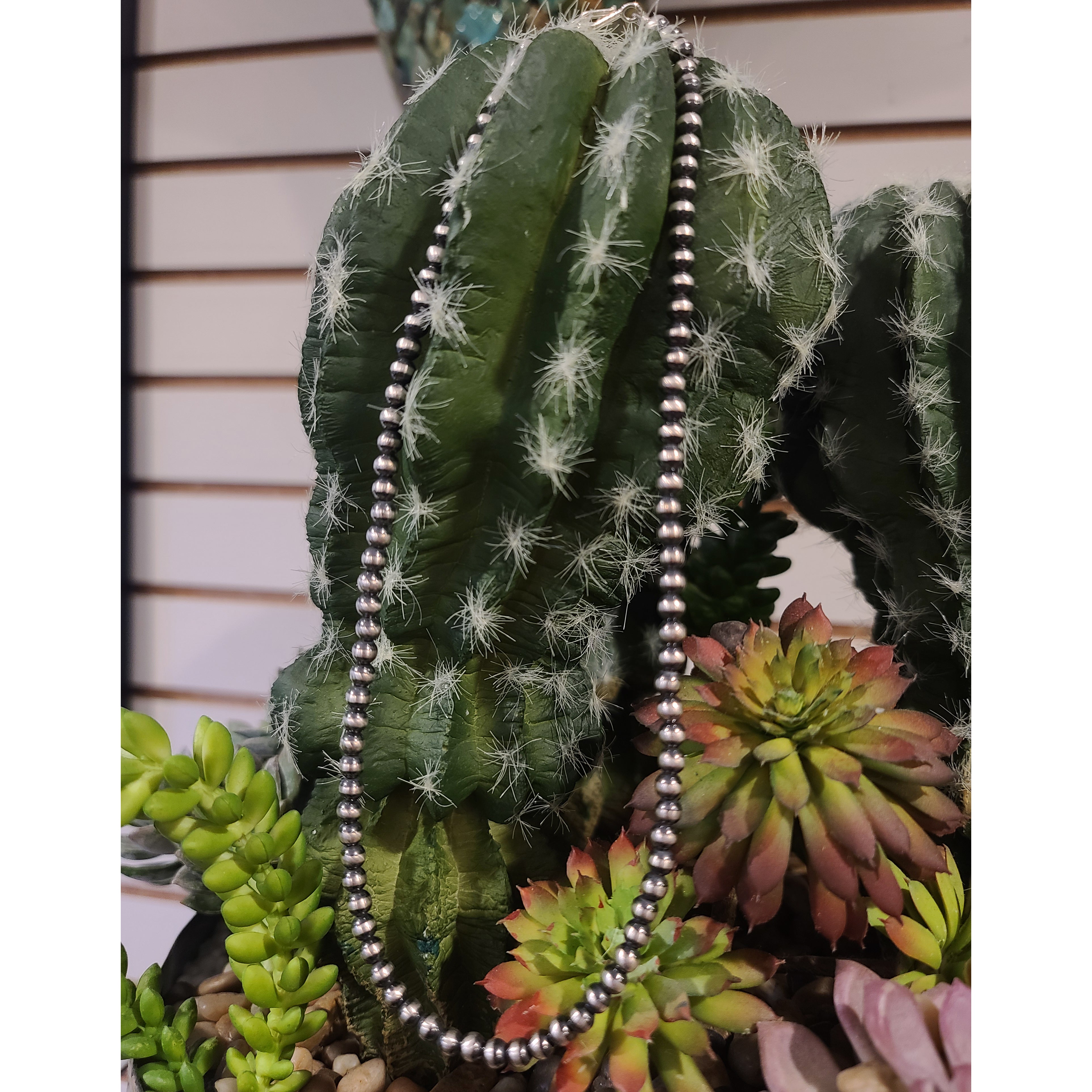 5MM Navajo Pearls Sterling Silver Beaded Necklace - Authentic Native American Jewelry for Women, Gift for Her, Boho Style Accessories | Perfect for Casual Wear, Festivals, and Cultural Events